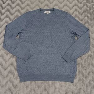 Joseph Abboud Mens Size L Blue Long Sleeve Textured Merino Wool Blend Sweater